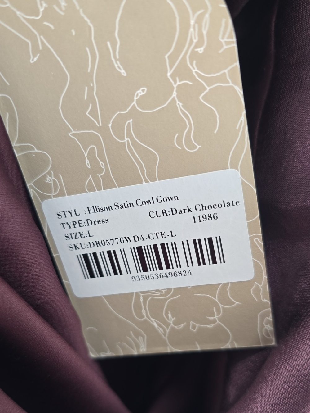 Meshki Satin Cowl Neck Maxi Dress in Deep Brown - Picture 8 of 12